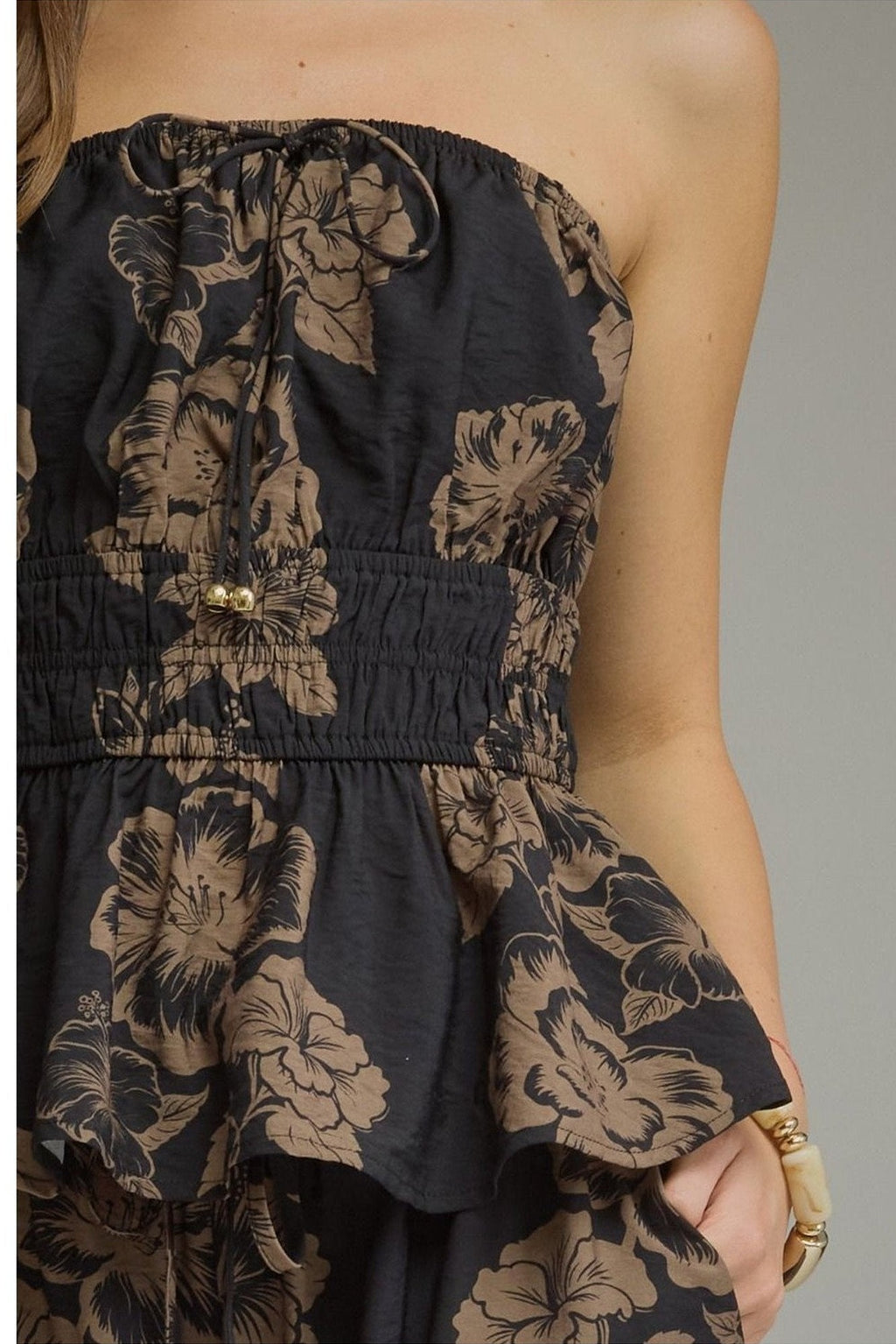 Entro Strapless Black Floral Set