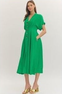 Entro Green Button Dress