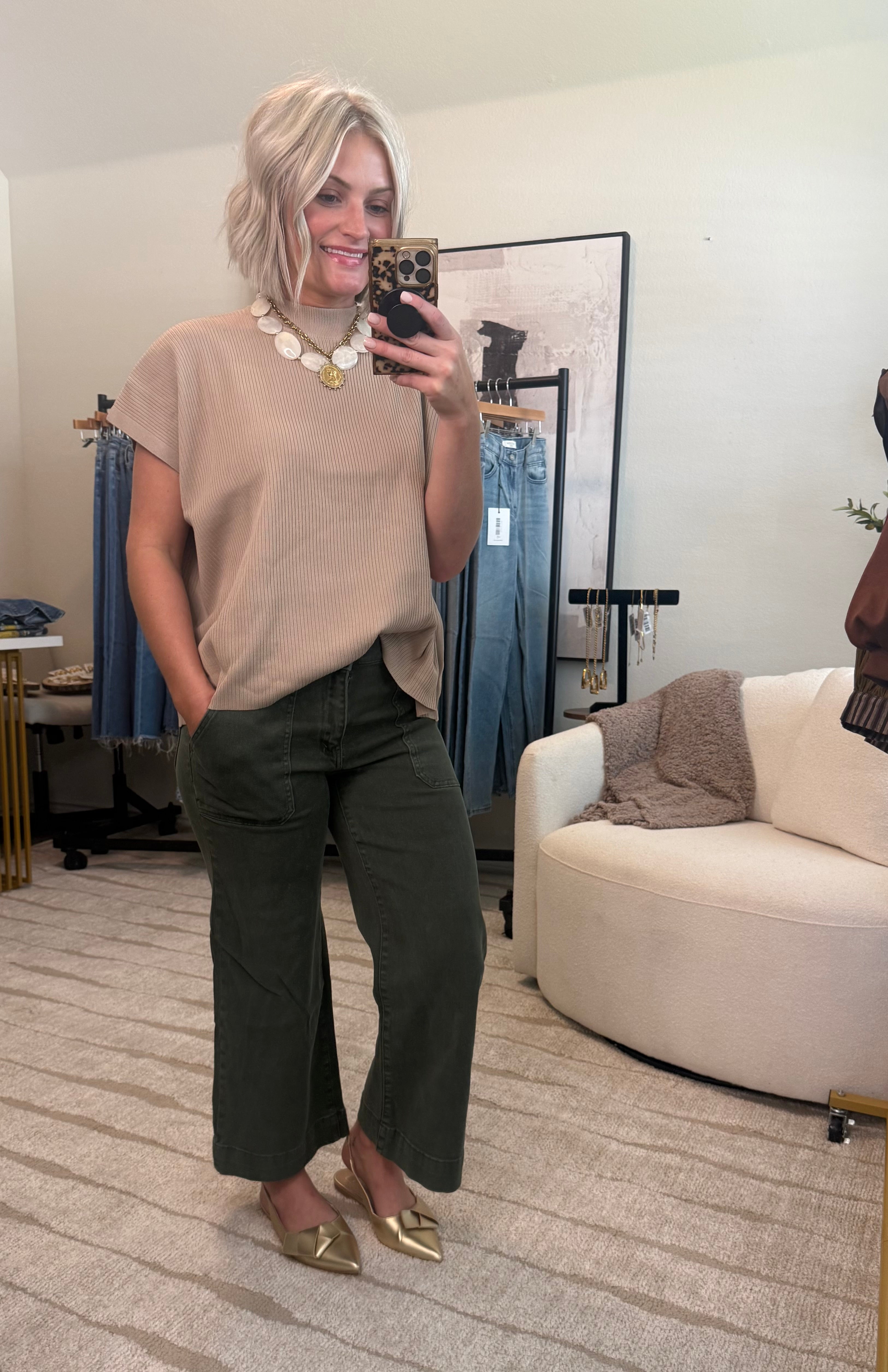 Viscose Mock Neck Short Sleeve Boxy Sweater