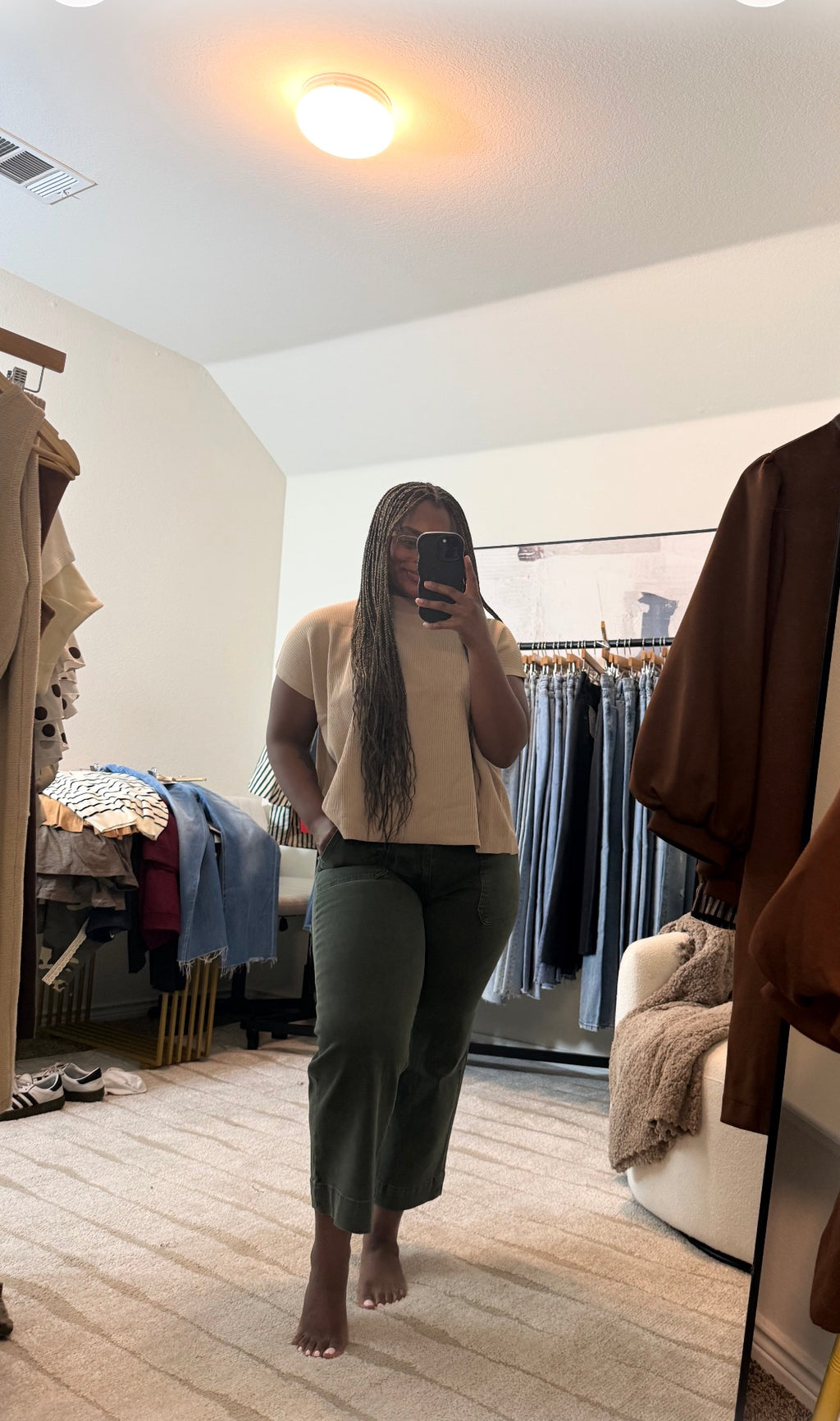 Cropped Wide Leg Color Denim Pants