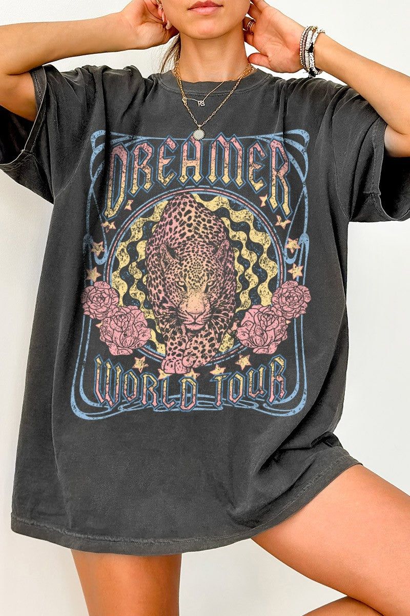 Dreamer Leopard World Tour Comfort Colors Tee