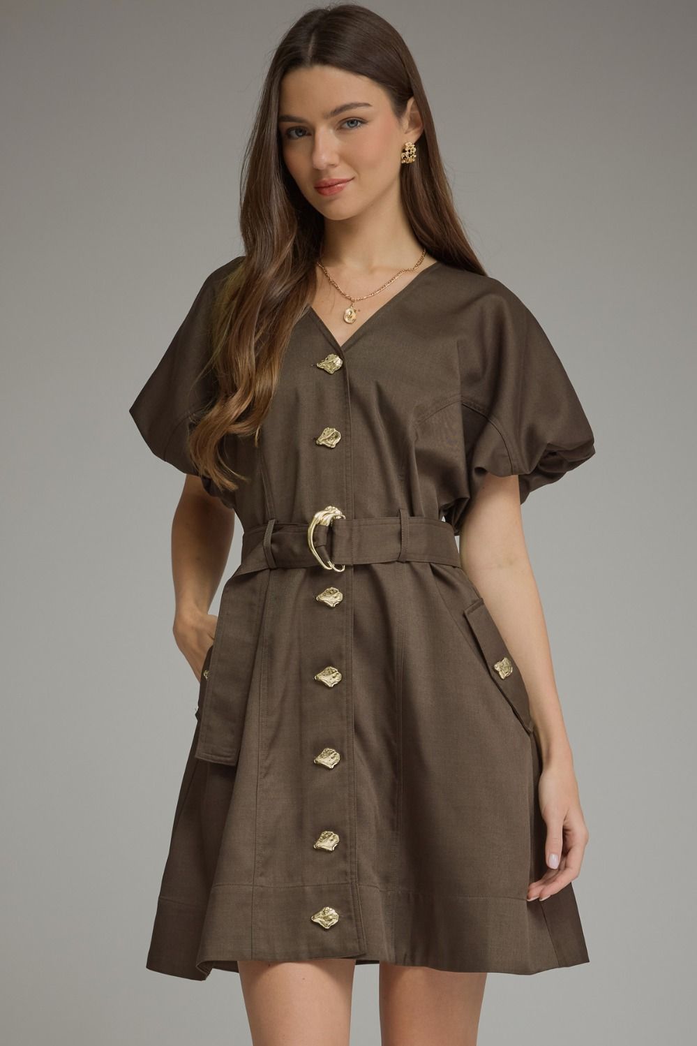 Entro Gold Button Dress