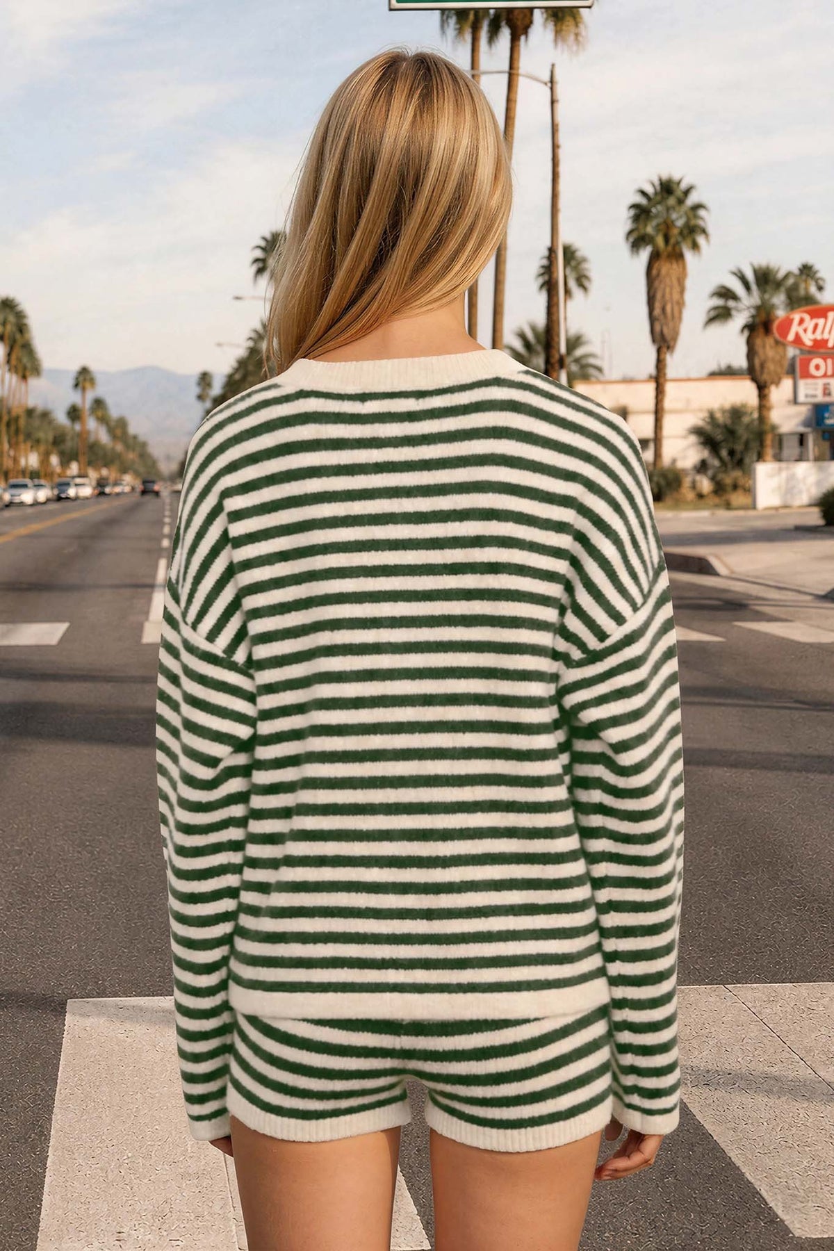 Green Striped Cardigan