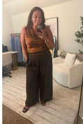 Sleeveless Solid Satin Blouse - coffee