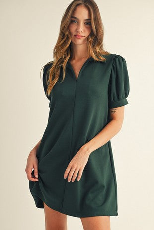 Jersey Collar Dress With Pockets