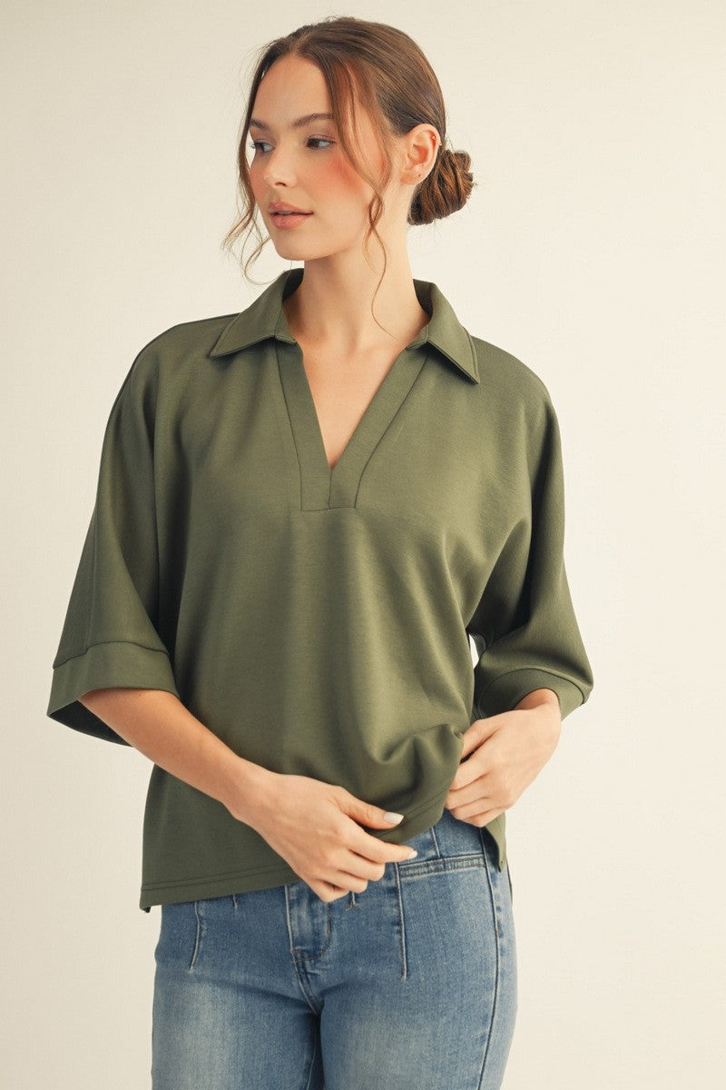 Side Slit Hem Solid Top