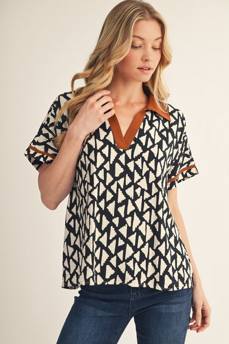 Jodifl Accent Loose Fit Geo Print Top