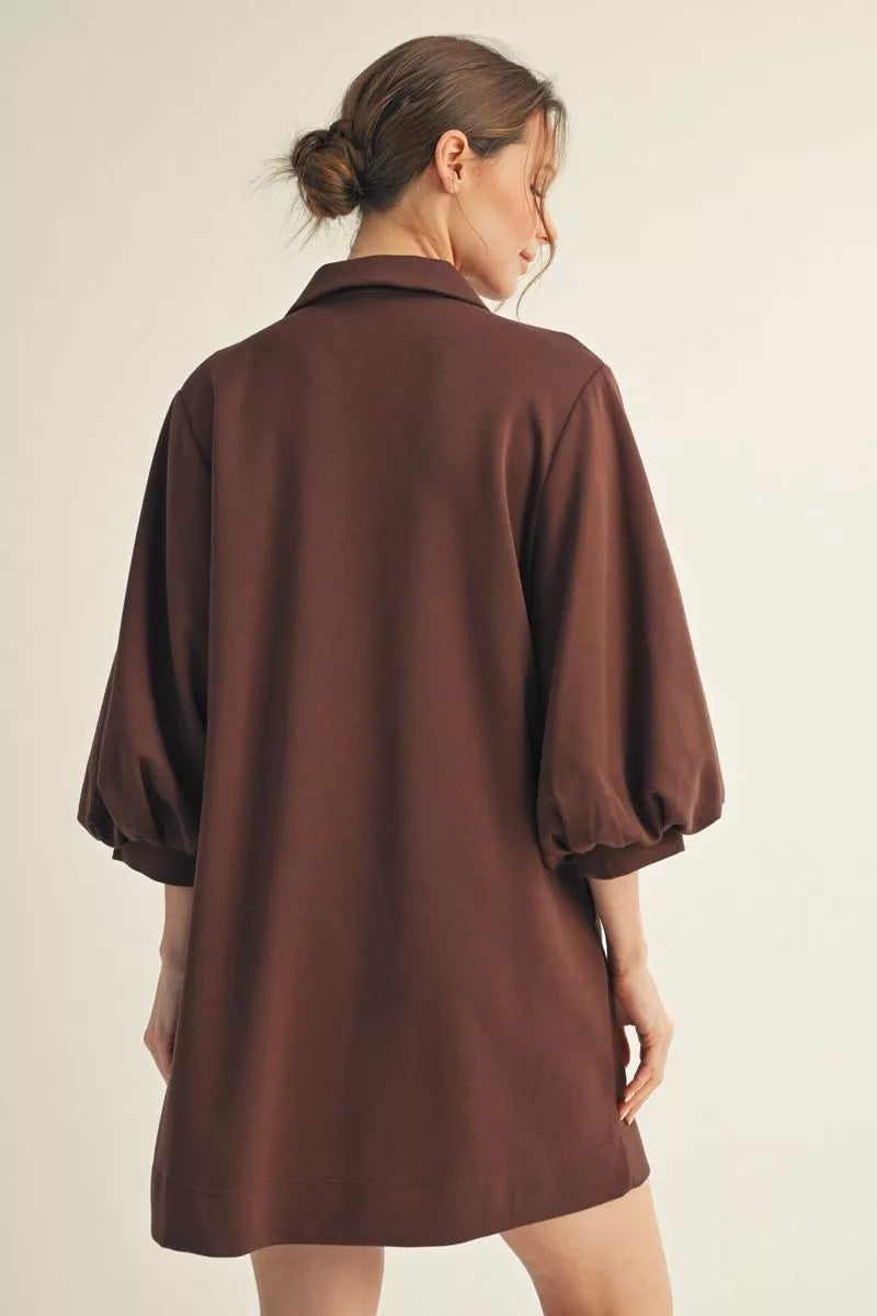 Jodifl 3/4 Puff Sleeve Solid Dress