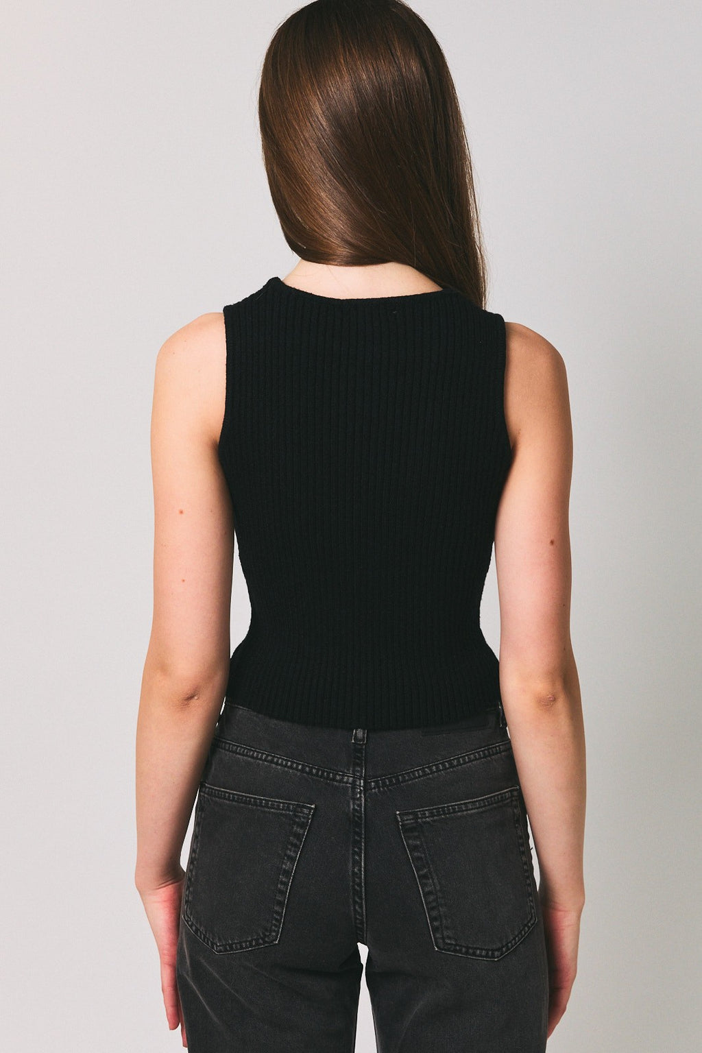 Bow Detail Sleeveless Sweater Top