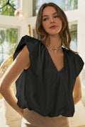 Quiet Elegance Sleeveless V Neck Blouse Top