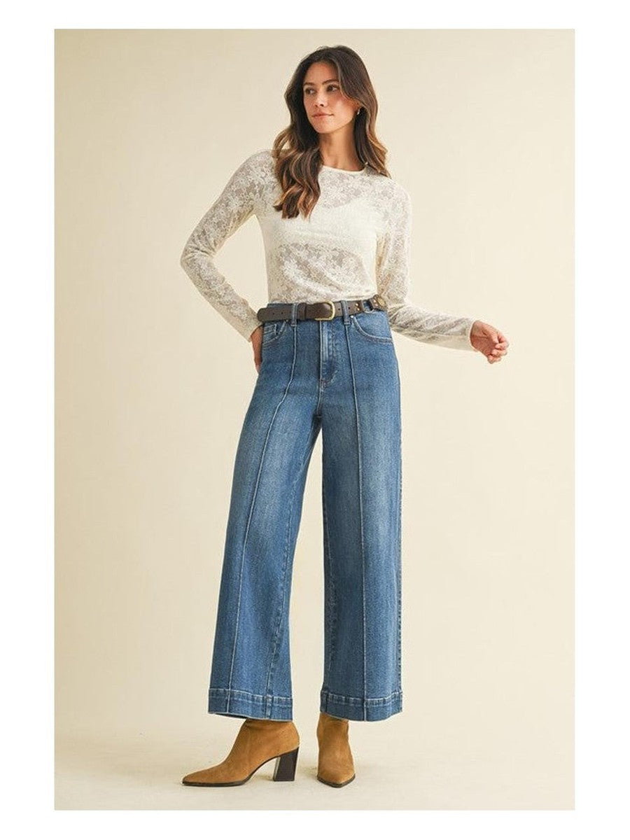 Anniewear Pin Tuck Detail Wide Leg Jean