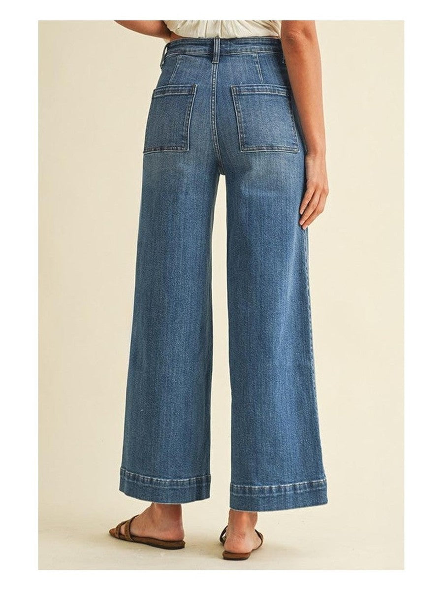 Anniewear Pin Tuck Detail Wide Leg Jean