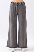 Mineral Wash Elastic Waist Wide Leg Pants