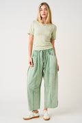 Mineral Wash Seam Detail Pull On Barrel Pants