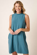 Ruffle Mock Neck Sleeveless Mini Dress