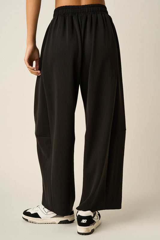 Cloud Knit Drawstring Waist Barrel Leg Pants- 2 Colors