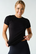 Mono B Essential Short-Sleeved Micro-Ribbed Top