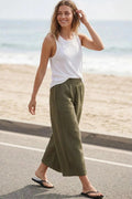 Olive Textured Knit Crop Pants
