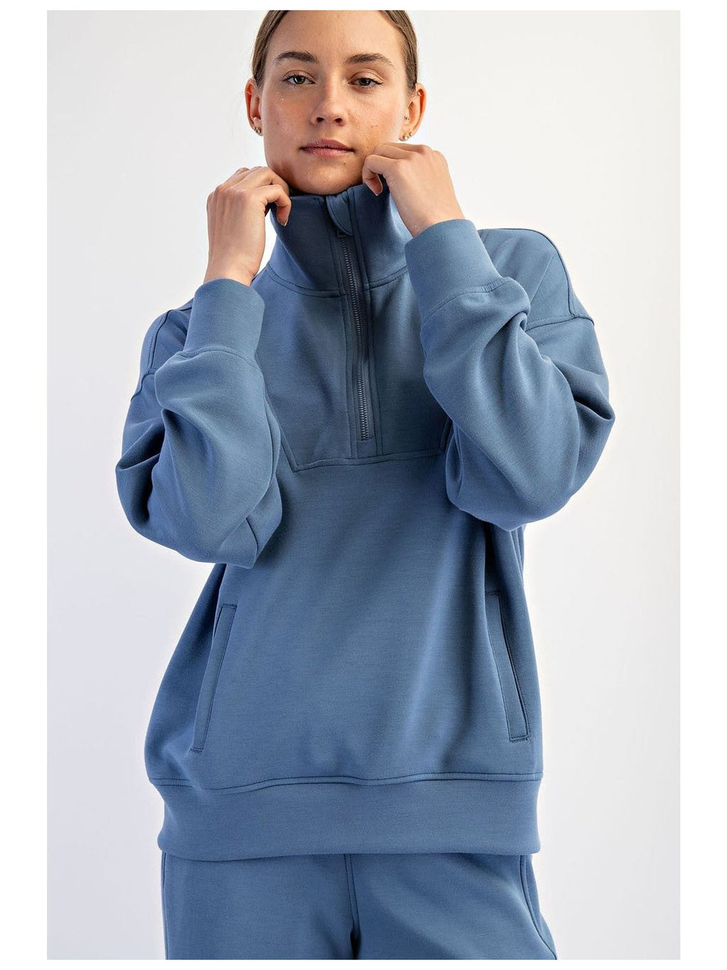 Plus Size Modal Scuba Quarter Zip Pullover
