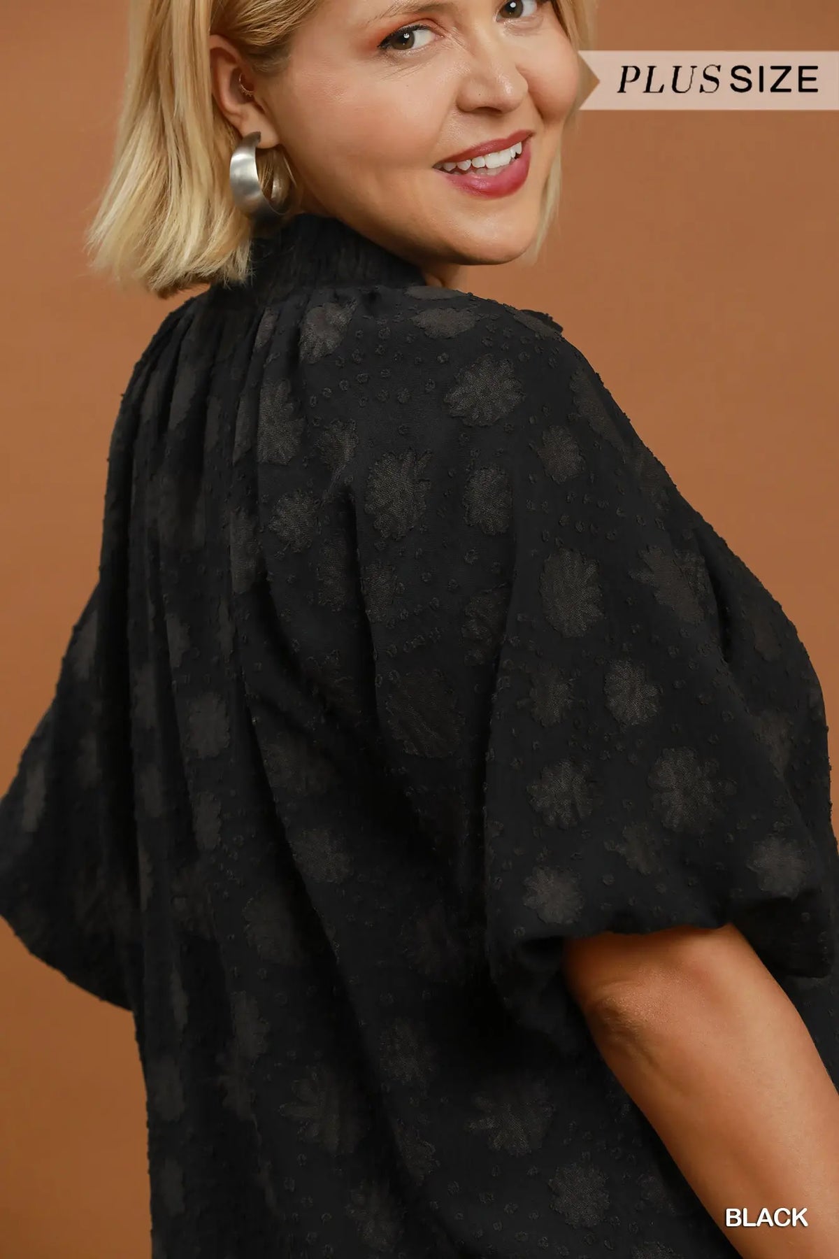 Plus Umgee Black Floral Blouse