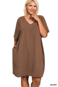 Plus Woven Airflow V-Neck T-Shirt Dress