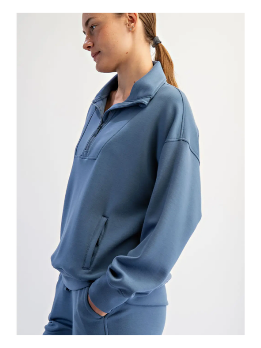 Plus Size Modal Scuba Quarter Zip Pullover