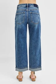 Risen Mid Rise Ankle Boyfriend Cuffed Jeans