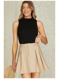 Faux Leather Pleated Skort