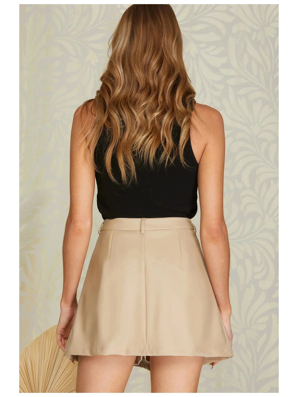 Faux Leather Pleated Skort