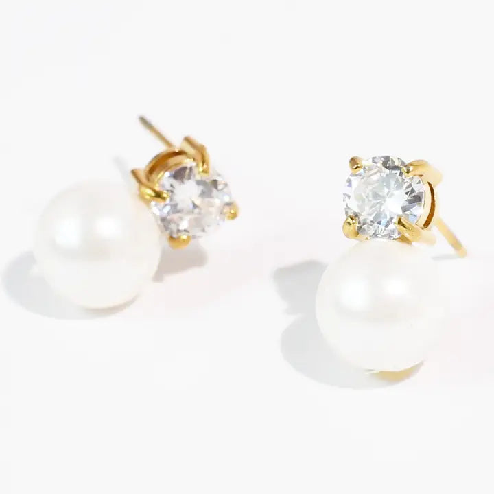 Pearl Dot Crystal Stud Waterproof