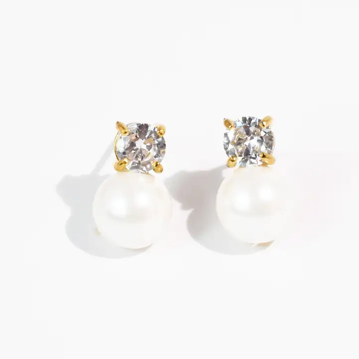 Pearl Dot Crystal Stud Waterproof