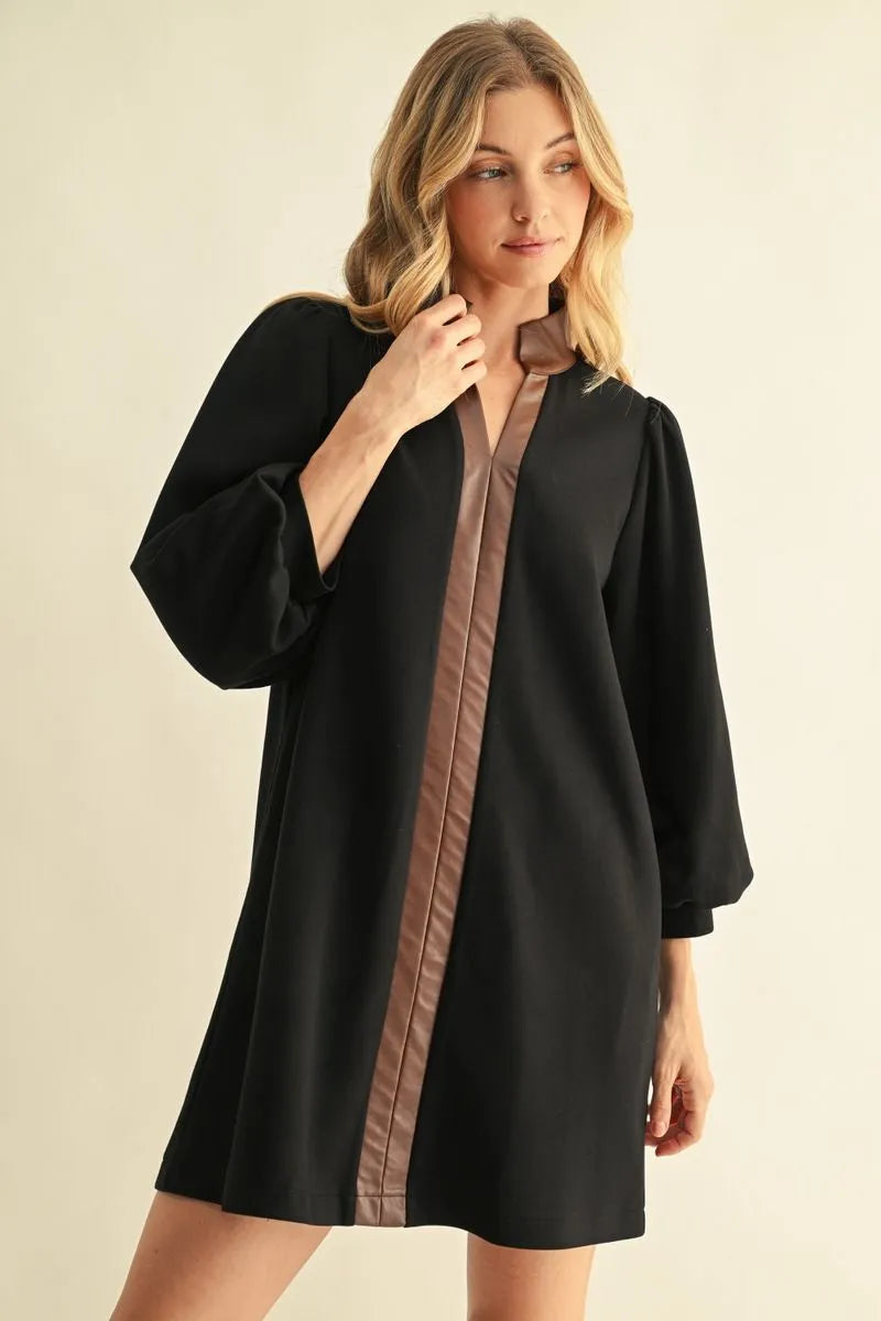 Jodifl Black Faux Leather Dress