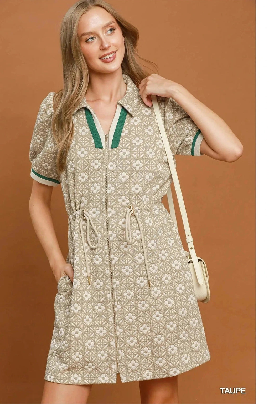 Umgee Taupe Patterned Dress