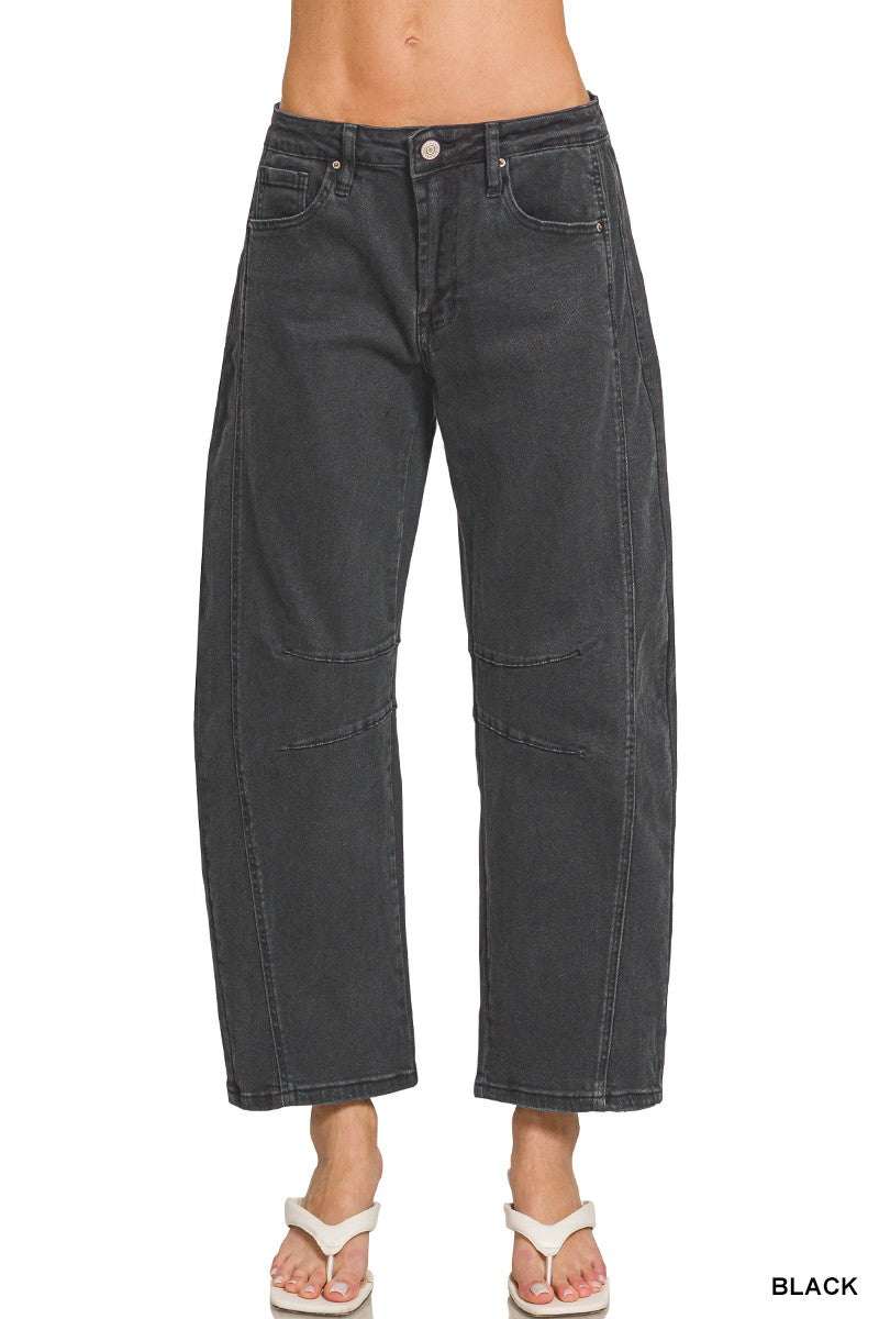 Barrel-Leg Color Denim Pants