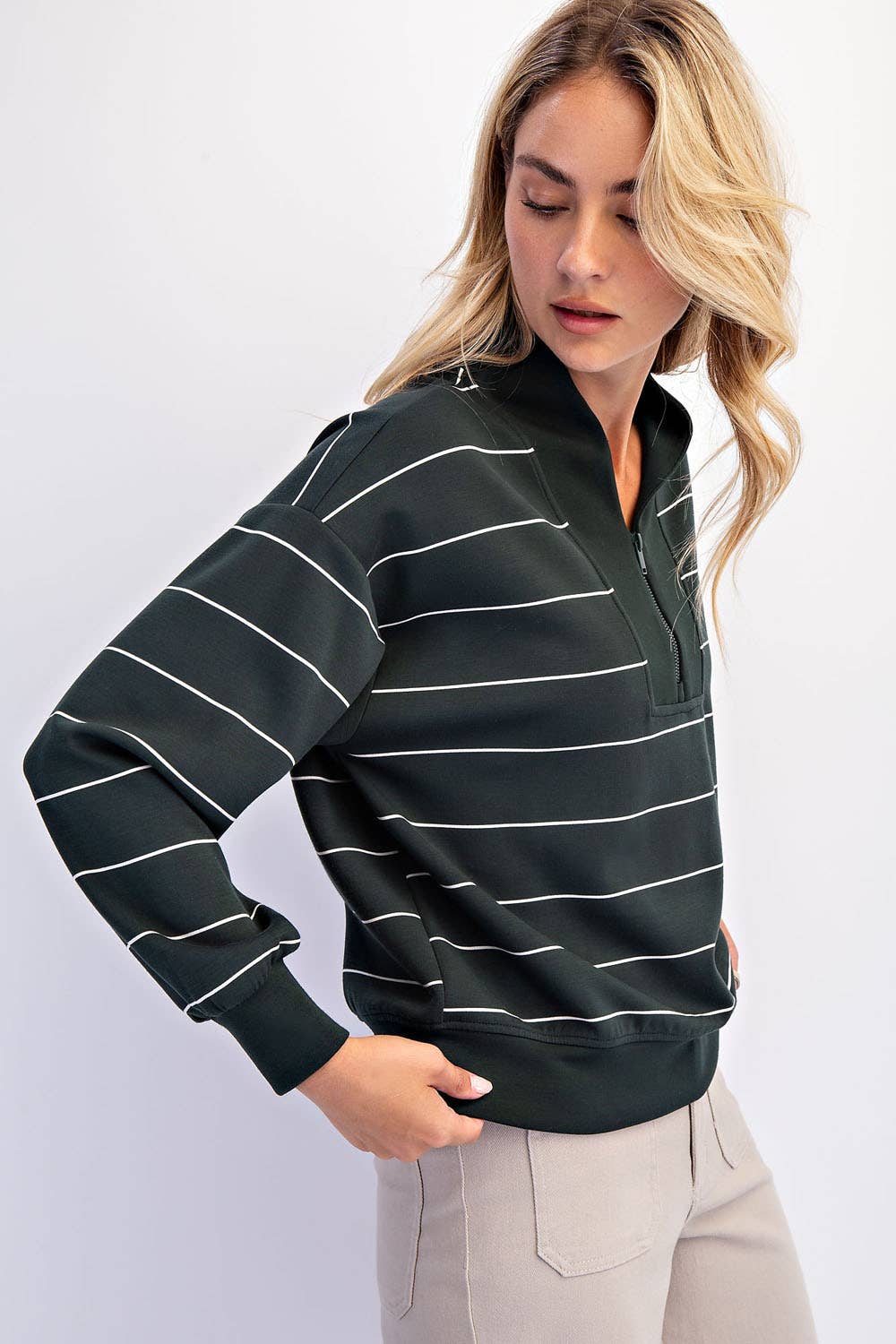 Scuba Stripe V Neck Jacket - Full Size Run
