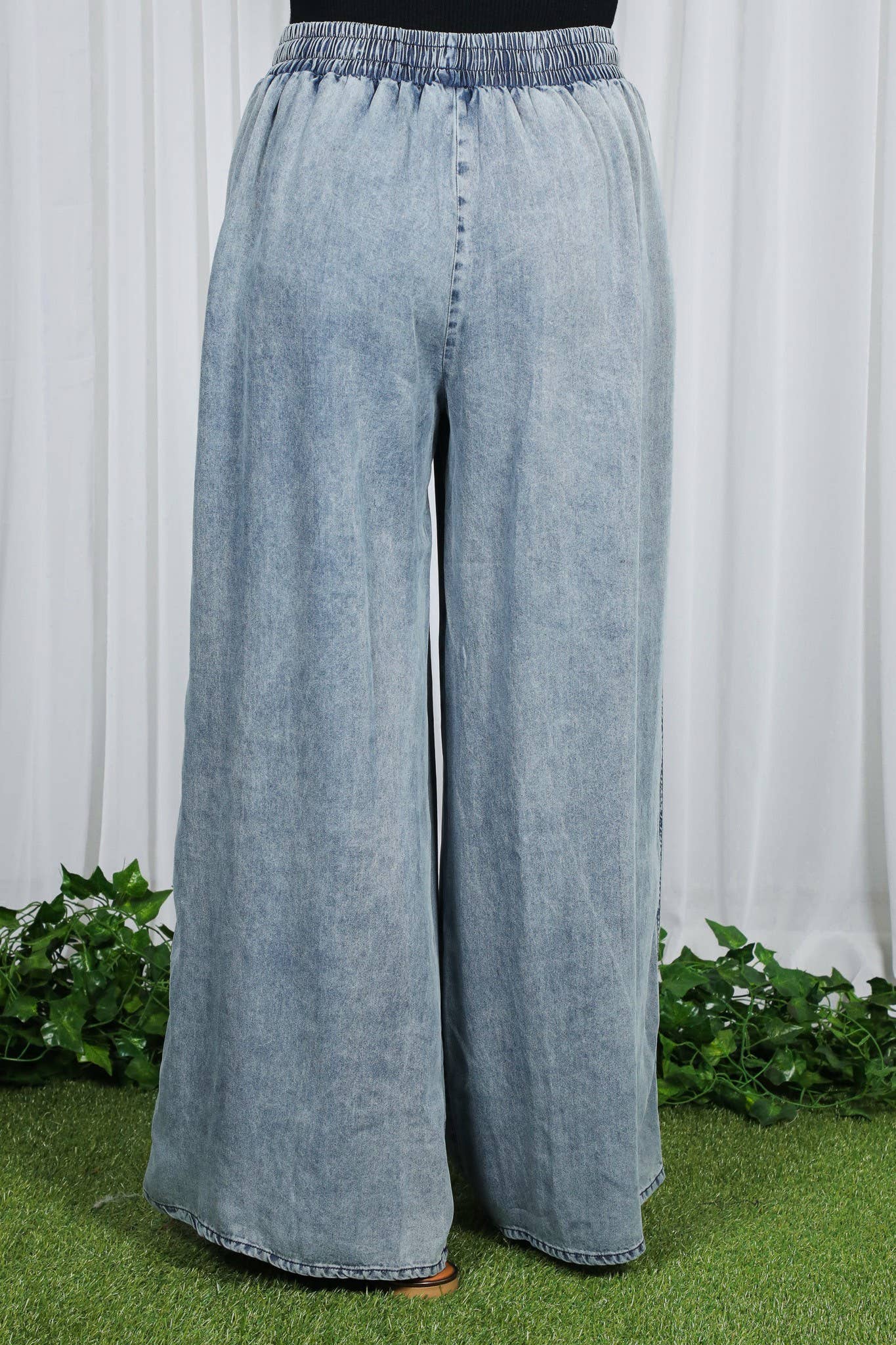Wide Leg High Waist 100%Tencel Chambray Denim Pants VP83019