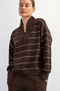 Scuba Stripe V Neck Jacket - Full Size Run