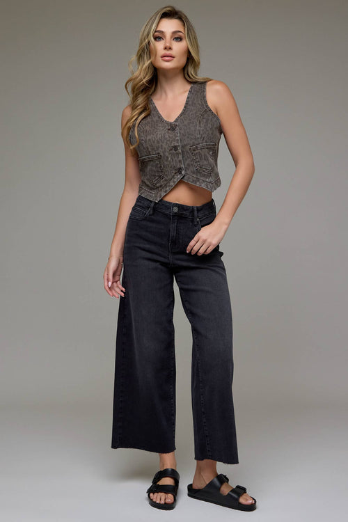 Black Clean Cropped Wide Leg by Hidden Jeans