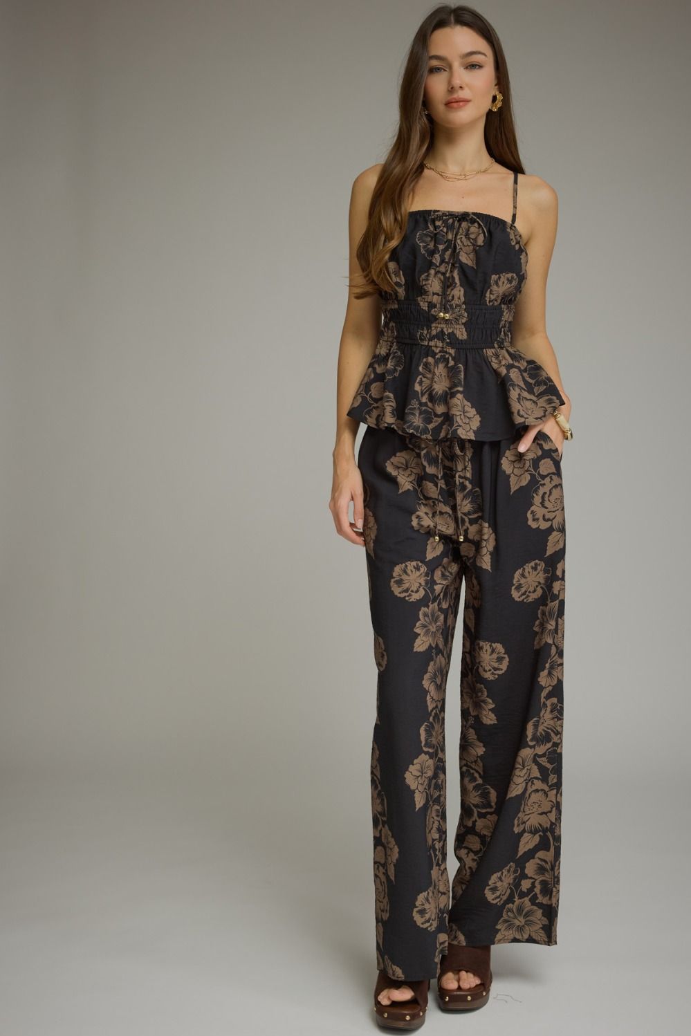 Entro Strapless Black Floral Set