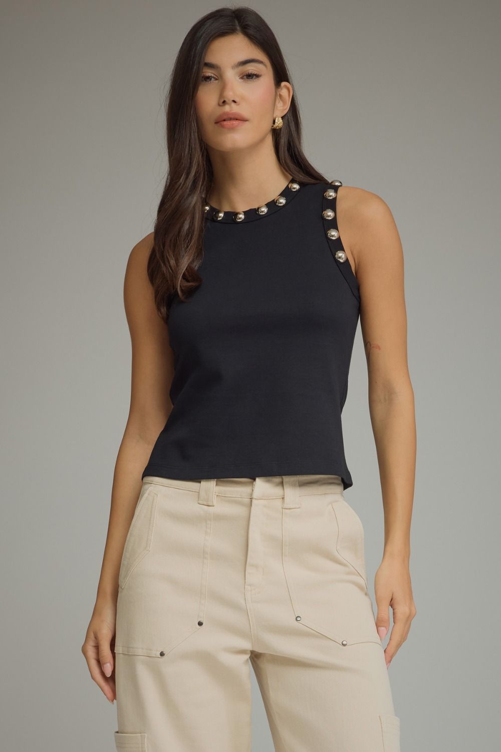 Entro Black Studded Tank