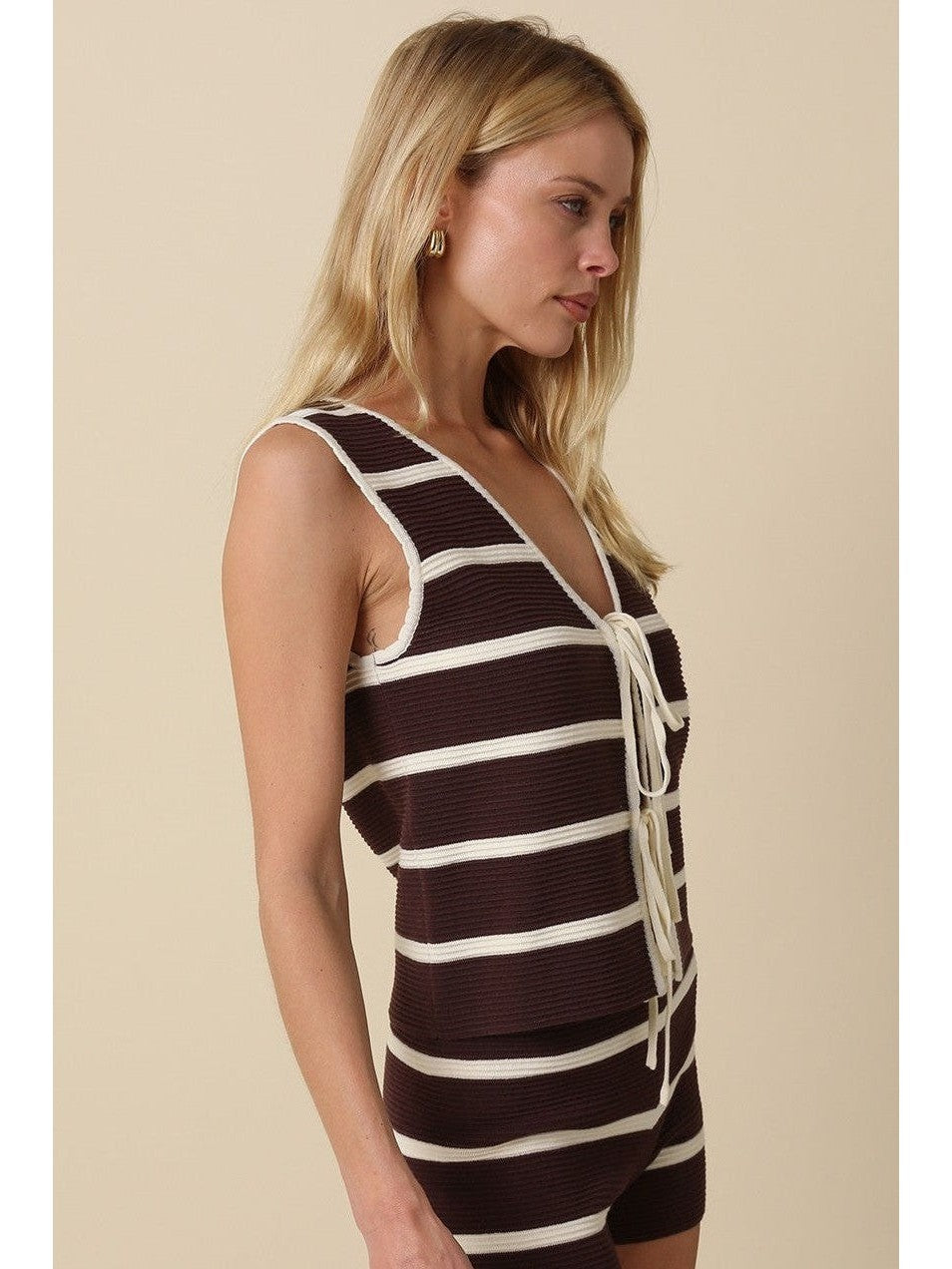 Kelly Stripe Knit Tie-front Vest