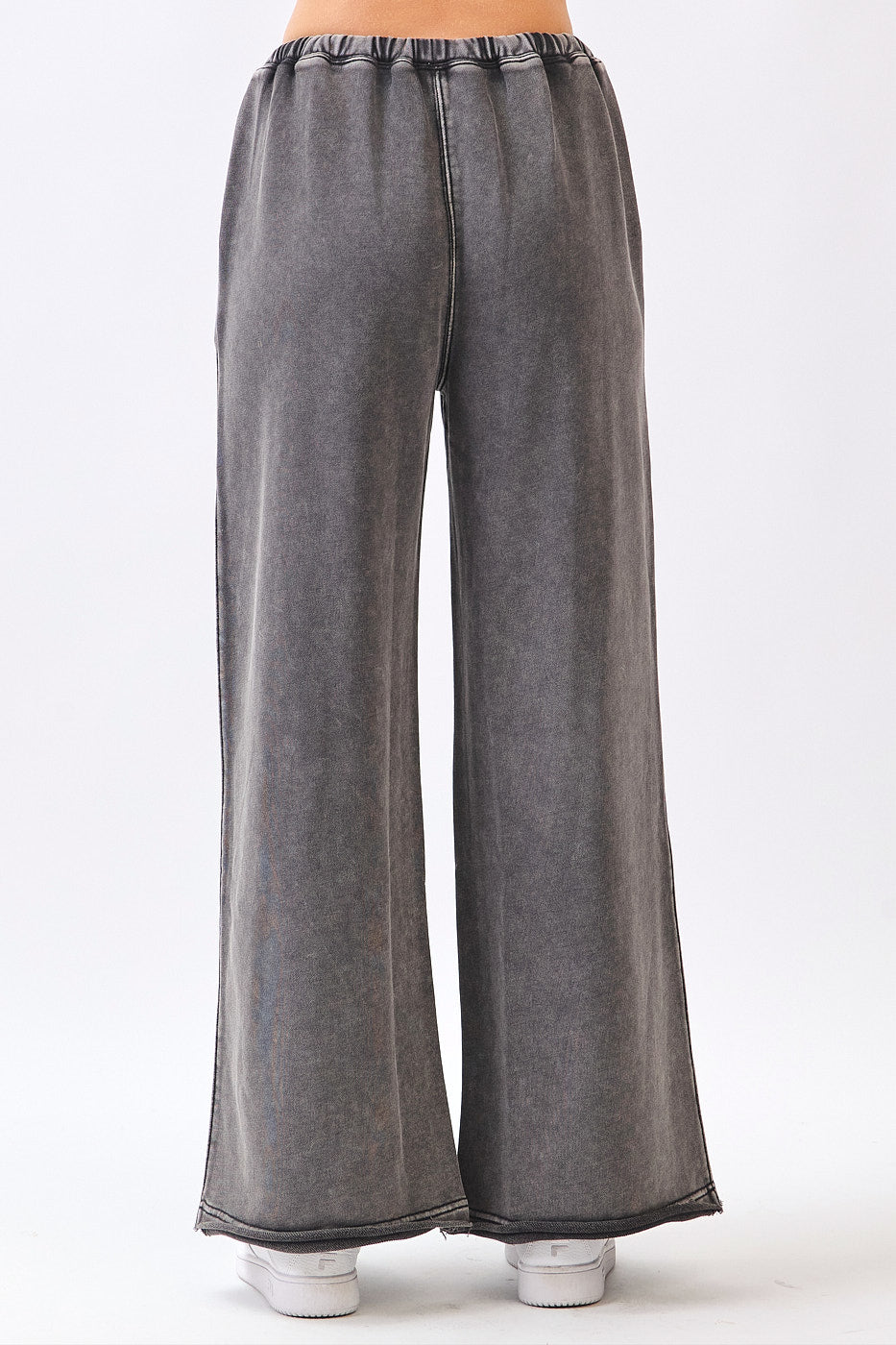 Mineral Wash Elastic Waist Wide Leg Pants